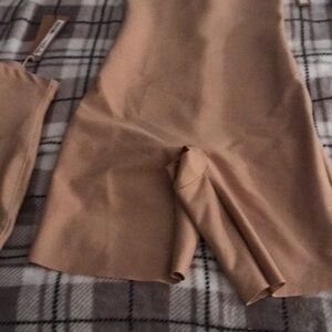 Beige/Tan Stretch Shapewear Shorts mid thigh cs for seamless compression is firm